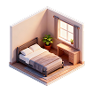 Chambre isométrique en 3D