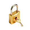 Une cadenas en or avec une clé