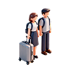 Voyageurs avec une valise